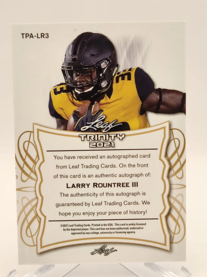 2021 Leaf Trinity Portraits Red Spectrum /15 Larry Rountree III Rookie Auto RC - Image 2 of 2