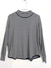 Madewell S sweater oversized navy blue white striped wool alpaca blend