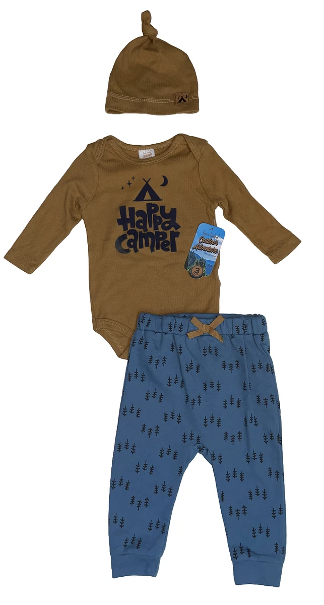 Bon B b Outdoor Collection Baby Boy 3 Piece Happy Camper Jogger Set 6 9M NWT