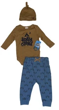 Bon Bébé Outdoor Collection  Baby Boy 3-Piece Happy Camper Jogger Set 6-9M, NWT