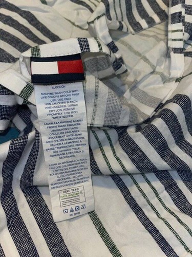 Tommy Hilfsfigur Kissenbezug weiß mit blau grünen Streifen Kissenbezug - Bild 5 von 8
