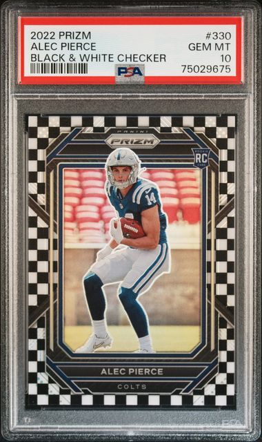 ALEC PIERCE 2022 PANINI PRIZM BLACK & WHITE CHECKER PRIZM RC #330 PSA 10 POP 9