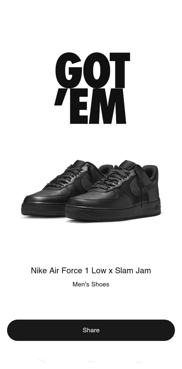 ◆送料無料◆SLAM JAM X NIKE AIR FORCE 1 BLACK◆正規品◆ Nike Air Force 1 x Slam Jam Mens Shoes 'Black Off Noir