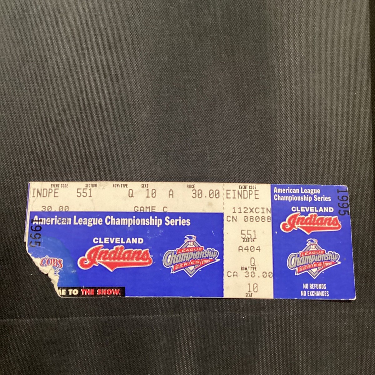 インディアナ　ペイサーズ　チケット半券　1995年 1995 Cleveland Indians American League Championship Series ALCS