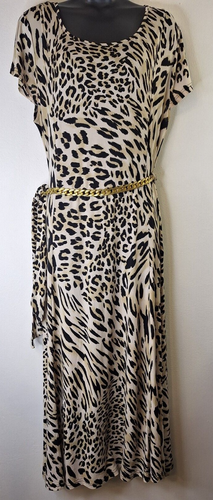 NINA LEONARD Animal Print Maxi Dress Sz L Fairy Core Party Mob Wife Leopard Y2K - Picture 3 of 8