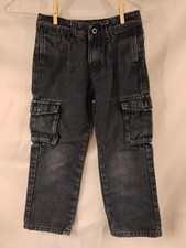 Sean John Boys Size 7 Dark Wash Denim Blue Jeans Straight Leg Cargo Style
