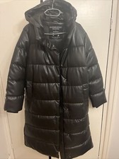 New Stradivarius Leather Effect Puffa Coat Size Small