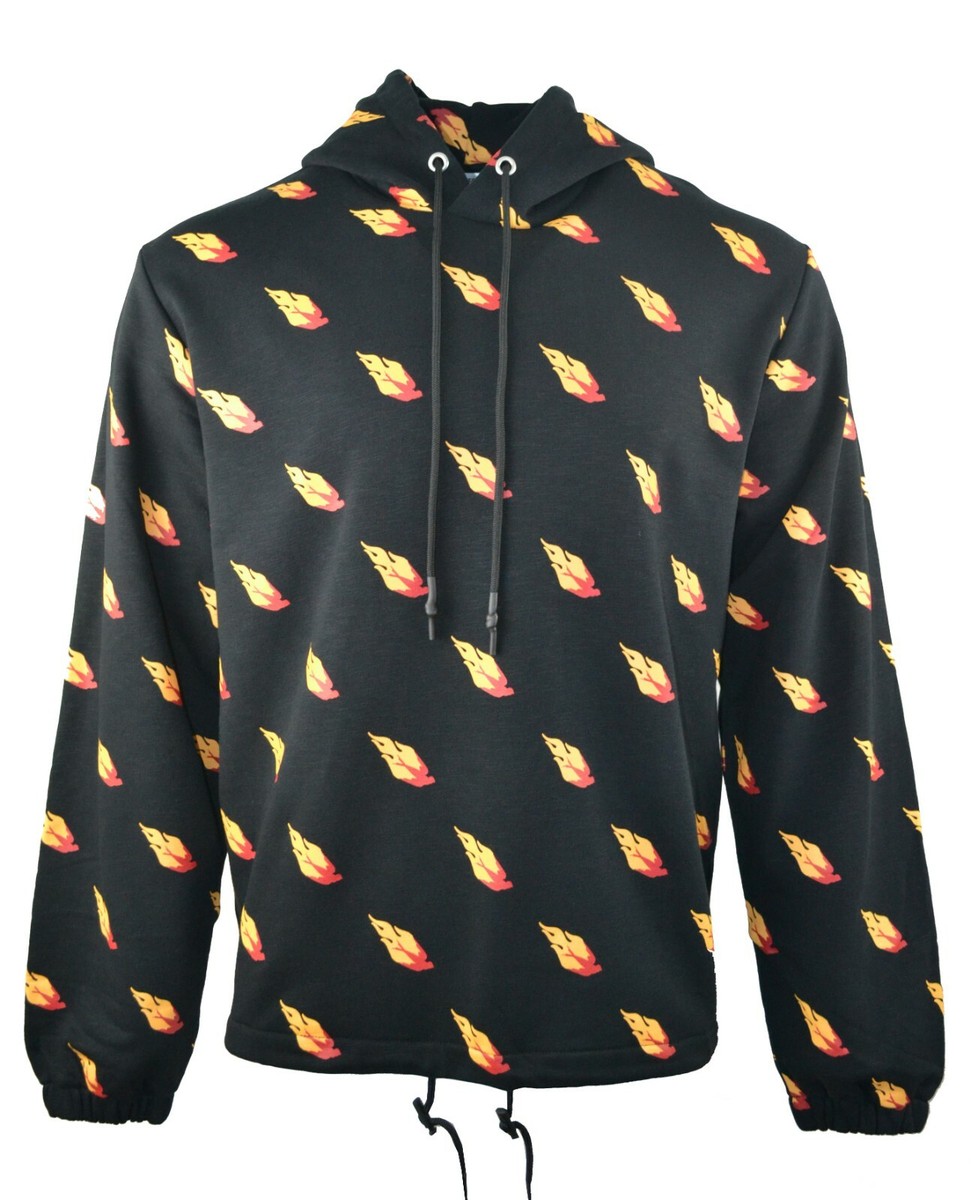 Alexander McQueen McQ Mens Hooded Sweatshirt Swallow Flame Hoodie Fire Bird  Rare