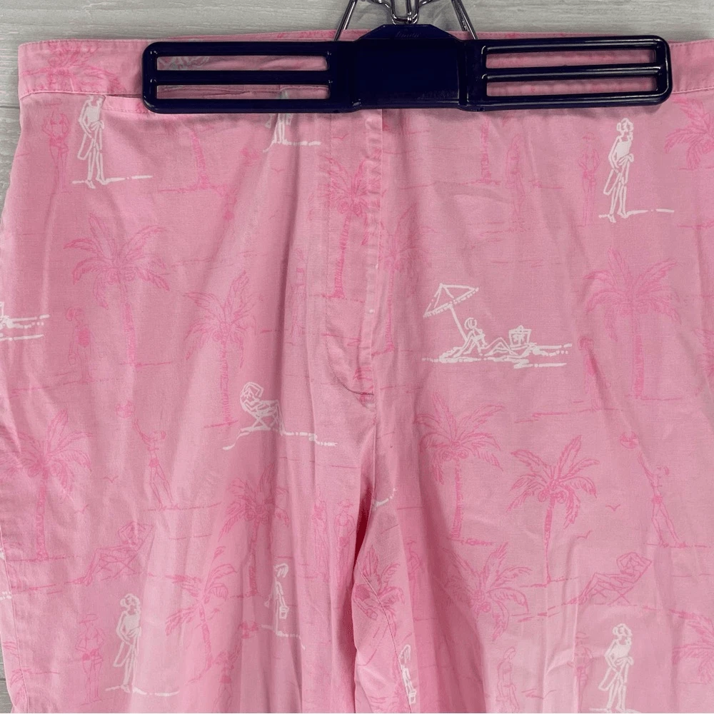 Vintage Lilly Pulitzer Sunbathing Lady Pink High Waist Capri Pants