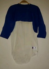 VTG Russell Athletic Blue White Nylon Blend Raglan Baseball Shirt S Made in USA  