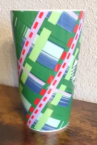 Starbucks 2020 Holiday Christmas Keramik Kaffeebecher groß 16oz grün kariert - Bild 3 von 8