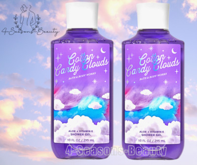 2 Bath Body Works COTTON CANDY CLOUDS bath shower gel Full size New 10oz