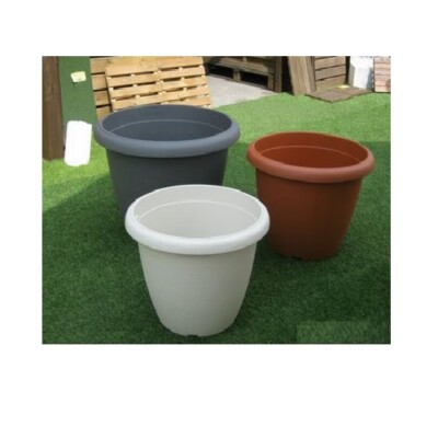 Vaso Grande In Plastica Effetto Terracotta Con Sottovaso Ø50x37 Cm - VECA