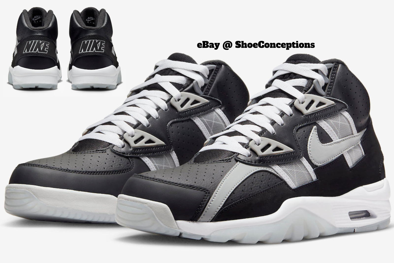 Nike Air Trainer SC High Shoes Black Smoke Gray White DZ4405-001 Men's Sizes NEW
