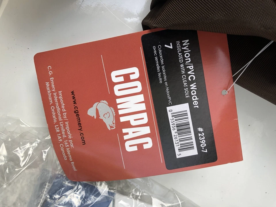 Compac Chest Waders Size 7 Nylon PVC Cleated Sole Fishing New Open Box - Image 3 of 3