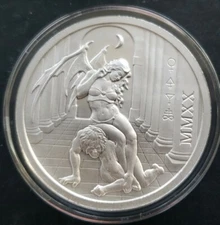 2020 2 OZ .999 PURE SILVER TEMPTATION OF THE SUCCUBUS ROUND COIN GIRL WASTWEET 