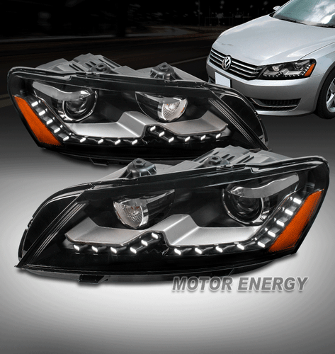 For 12-15 Volkswagen Passat B7 Euro Look LED DRL Projector Headlight Lamp Black - Bild 1 von 12