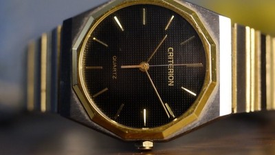 Vintage Criterion Quartz Watch - Textured Dial With Integrated Bracelet