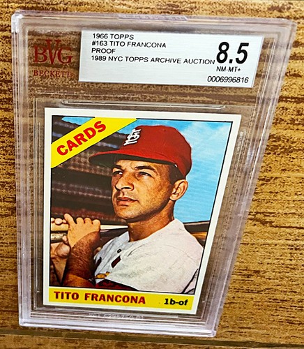 1966 TOPPS #163 TITO FRANCONA PROOF Blank Back, Beckett Vintage Grading 8.5 - Picture 3 of 3