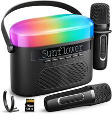 Portable Bluetooth Karaoke Machine with Dual Wireless Mics and LED Display