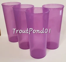 Tupperware Tumblers Straight Sided Stacking Set 4 Sheer Purple 12 Ounce New