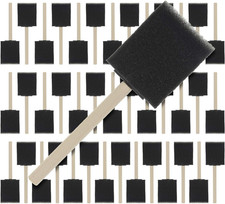 2 Inch Foam Sponge Wood Handle Paint Brush Set Super Value Pack of 40 - Lightw