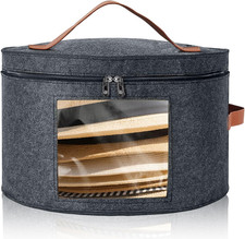 Caja redonda para sombreros de fieltro plegable tapa gris organizador de viaje