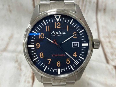 ALPINA 247X4SP6 Start Timer Navy Wristwatch Analog Case size 42mm Used 