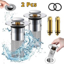 2X Universal Bathroom Sink Plug Stopper Wash Basin Bounce Pop Up Drain Filter US