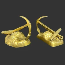 Vintage Pair Of Heavy Bronzed Nautical Ships Anchor Bookends 5" Tall