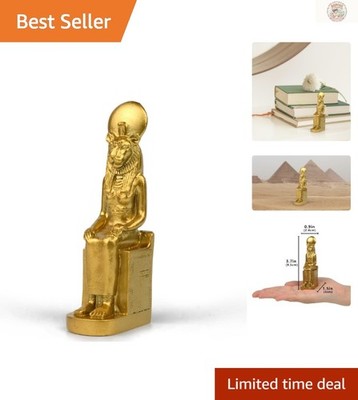 TRANGSOOG Mini Sekhmet Statue on Throne - 3.8'' Handcrafted Golden Decoration