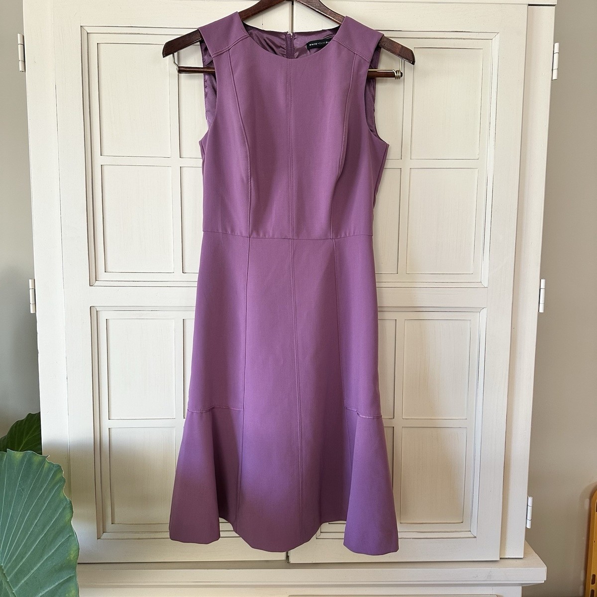 purple dress white house black market White House Black Market- Purple sleeveless dress w/ belt sz. 14