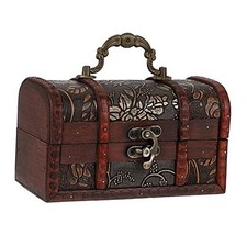 Vintage Treasure Chest, Pirate Keepsakes Box for Kids Gifts, Wooden Small