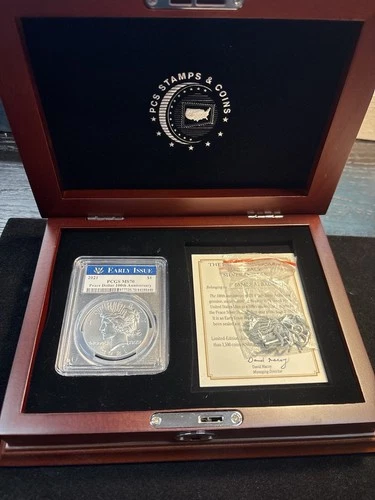 2021 Peace Dollar 100th Anniversary PCGS MS70 Early Issue PCS Stamps & Coins Box