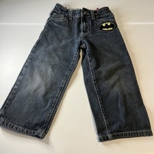 Batman Boys 3T Dark Blue Denim Jeans Straight Leg Casual Graphic Logo