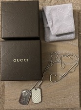 Gucci Double Dog Tag Necklace Sterling Silver 925