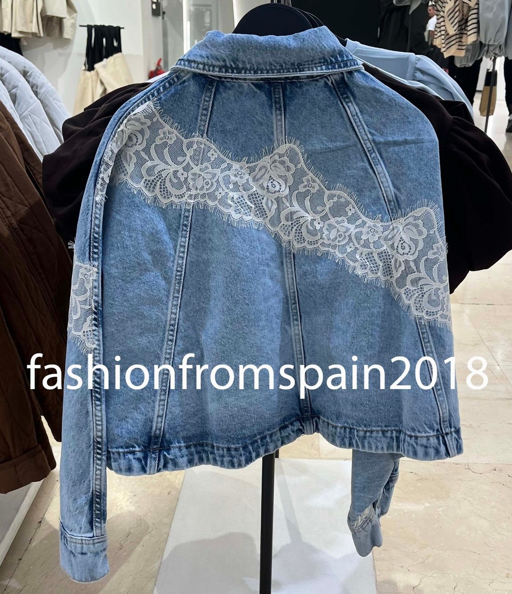ZARA ブルゾン　M ZARA NEW WOMAN Z1975 SHORT LACE DENIM JACKET MID BLUE XS-S,M-L