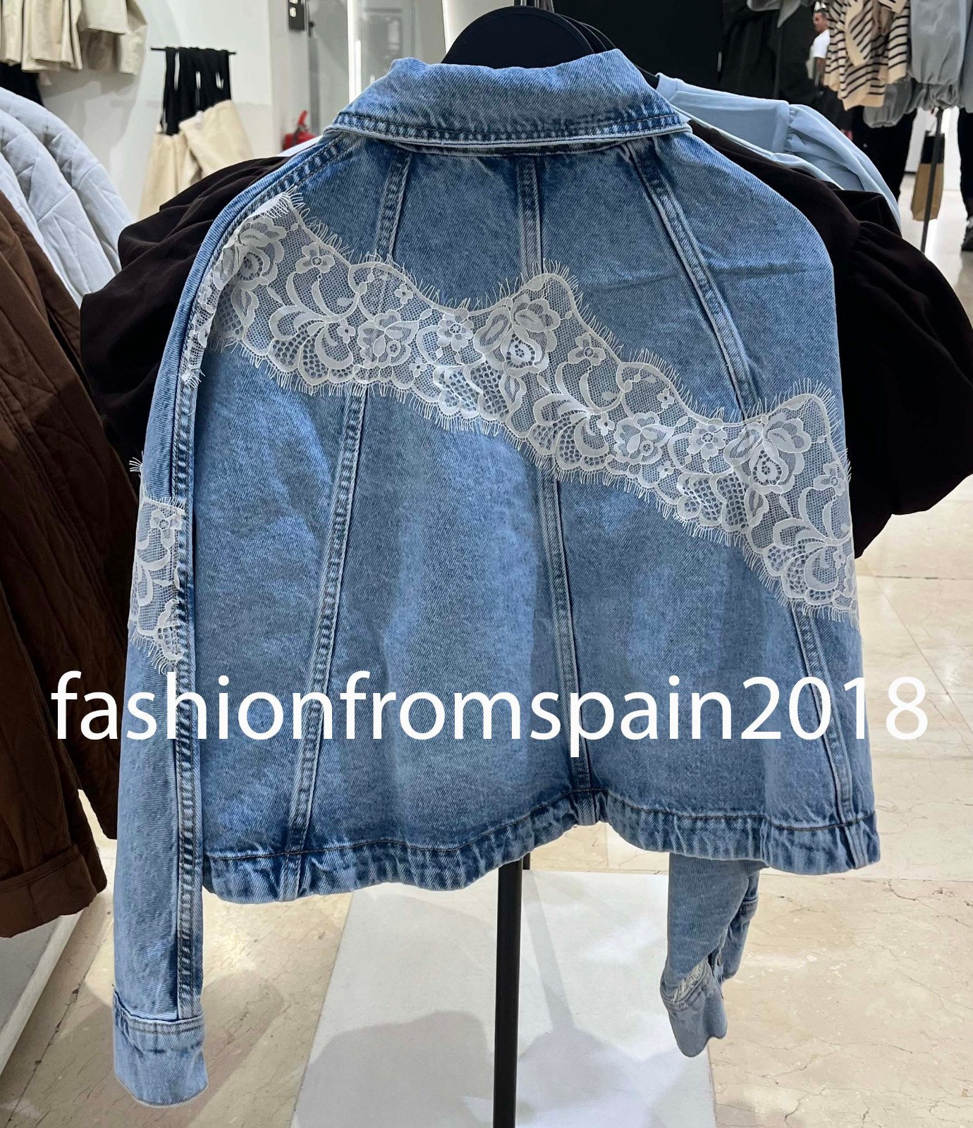 ZARA NEW WOMAN Z1975 SHORT LACE DENIM JACKET MID BLUE XS-S,M-L 6147/059/427
