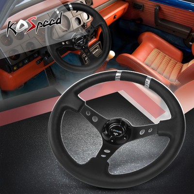 NRG RST-016R-SL 350mm 3'' Deep 6-Bolt Aluminum Racing Steering Wheel w/Button