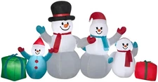 9' Gemmy Airblown Inflatable Christmas Snowman Family w/ Presents Scene
