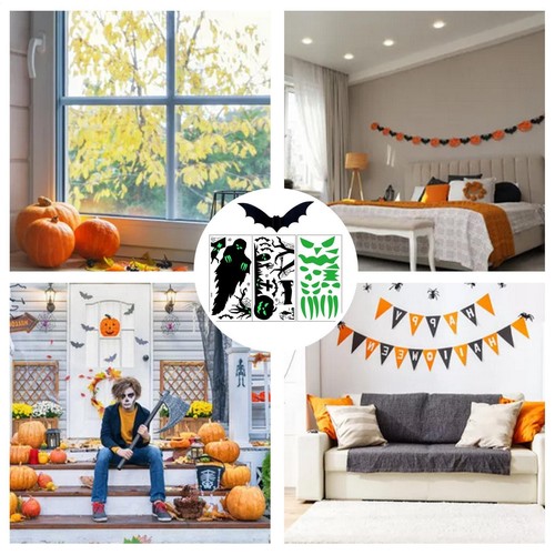 Halloween Vinyl Stickers For Windows – Spooky Party Decorations With Pumpkin, Bats & Ghosts (Unisex Kids)