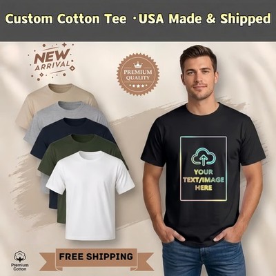 Graduation Gift for Student, Custom Photo Text Logo Cotton T-Shirt Unisex S-3XL