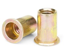 100Pcs #10-24 UNC Rivet Nuts, Carbon Steel Flat Head Rivnut Threaded Insert Nut