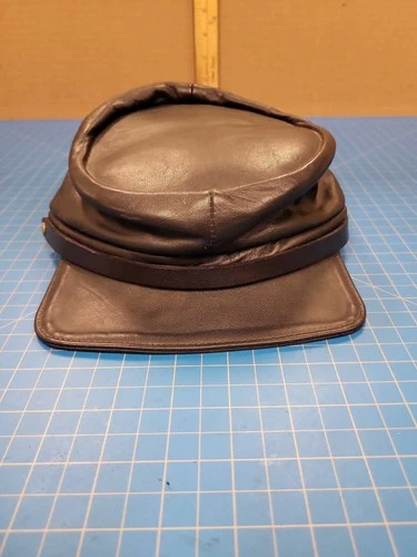 North Star Leather Civil War Style Forage Cap Hat Size L USA Made Black