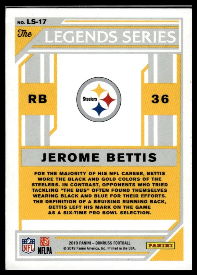 2019 Donruss #LS-17 Jerome Bettis The Legends Series - Image 2 of 2