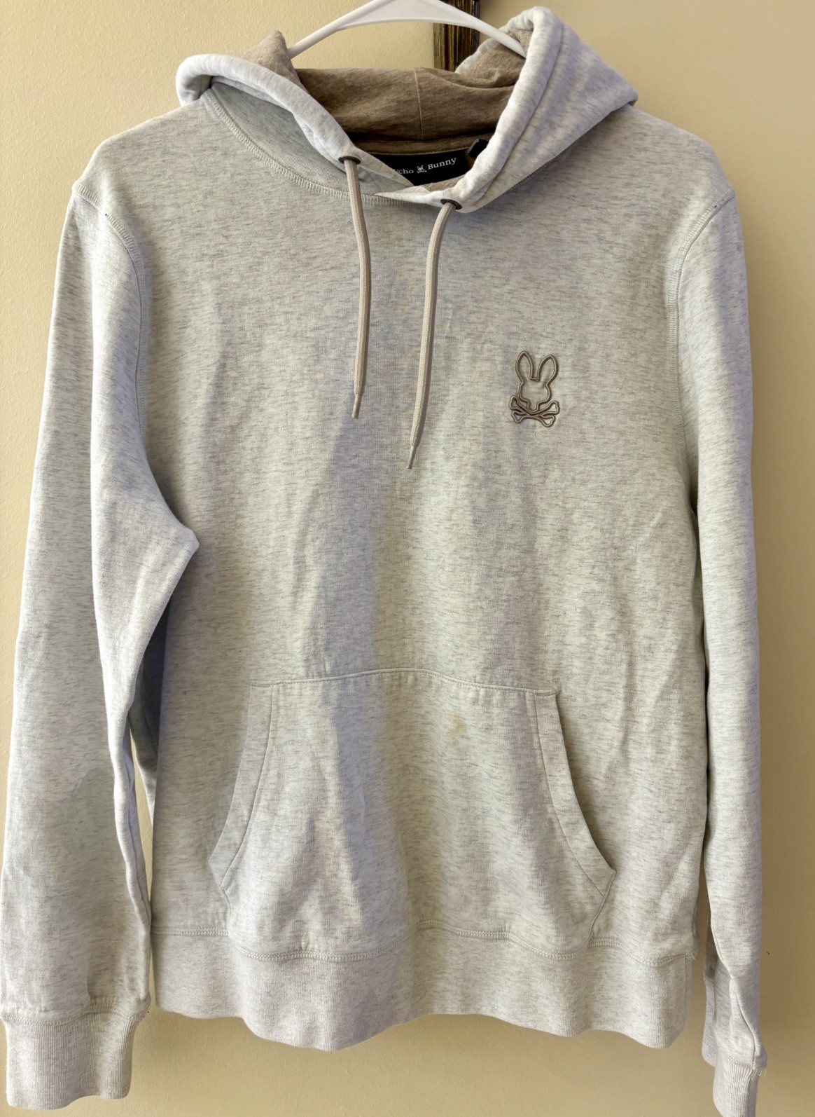 Psycho Bunny Men's Hoodie Gray with Drawstrings size XS