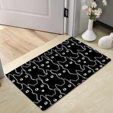 Door Mat Black Cat Cute Welcome Mat 30"x17" Outdoor and Indoor,Non-Slip Front...