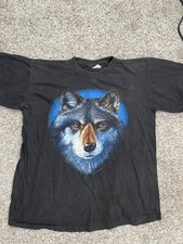 Vintage Wolf Shirt L 90s Sunrise Sportswear Wolves Nature Animal Single Stitch