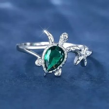 2Ct Pear Cut Simulated Green Emerald Women Engagement Ring 14K White Gold Plated