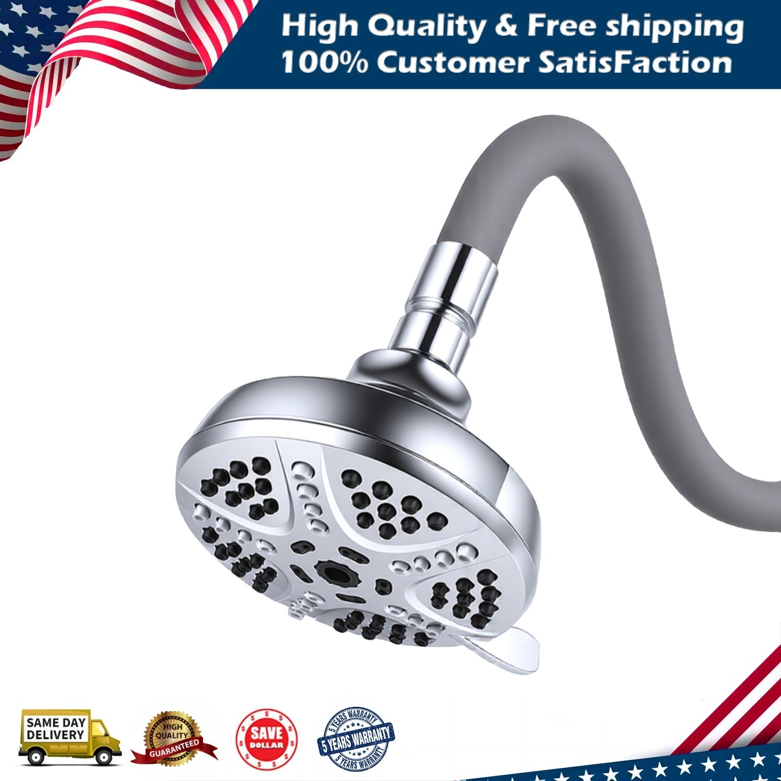 With 18-inch Adjustable Neck 7-spray Modes Wall-mounted